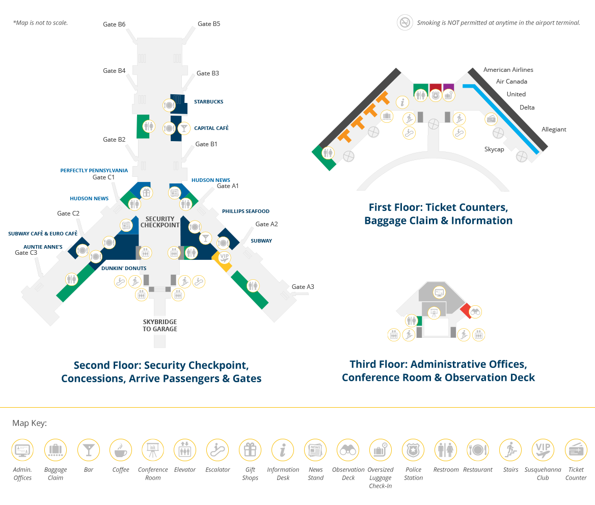 Harrisburg International Airport Terminal Map